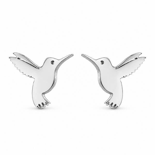 Goodies Label Zilverkleurige Kolibrie Oorstuds 8 mm | Stainless Steel
