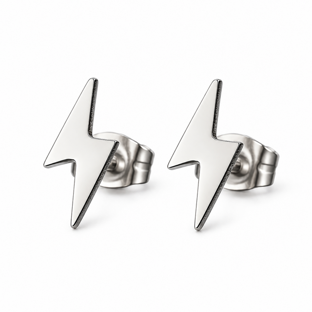 Goodies Label Zilverkleurige Bliksem Oorstuds 11 mm | Stainless Steel