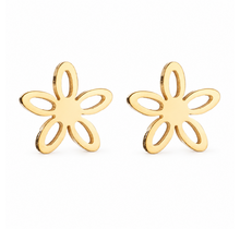 Goodies Label Goudkleurige Open Bloem Oorstuds | Stainless Steel