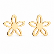 Goodies Label Goudkleurige Open Bloem Oorstuds | Stainless Steel