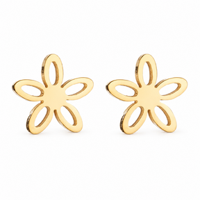 Goodies Label Goudkleurige Open Bloem Oorstuds | Stainless Steel