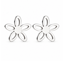 Goodies Label Zilverkleurige Open Bloem Oorstuds | Stainless Steel