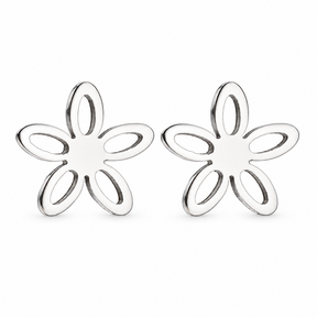 Goodies Label Zilverkleurige Open Bloem Oorstuds | Stainless Steel