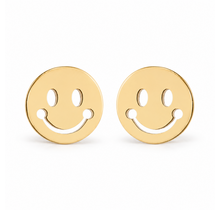 Goodies Label Goudkleurige Smiley Oorstuds 8 mm | Stainless Steel