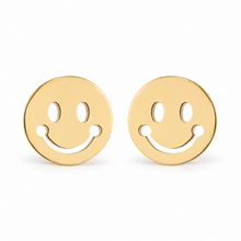 Goodies Label Goudkleurige Smiley Oorstuds 8 mm | Stainless Steel