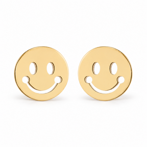 Goodies Label Goudkleurige Smiley Oorstuds 8 mm | Stainless Steel