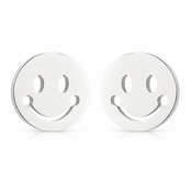 Goodies Label Zilverkleurige Smiley Oorstuds 8 mm | Stainless Steel