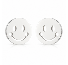 Goodies Label Zilverkleurige Smiley Oorstuds 8 mm | Stainless Steel