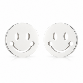 Goodies Label Zilverkleurige Smiley Oorstuds 8 mm | Stainless Steel