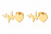 Goodies Label Goudkleurige Heartbeat Oorstuds 10 mm | Stainless Steel