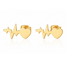 Goodies Label Goudkleurige Heartbeat Oorstuds 10 mm | Stainless Steel