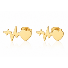 Goodies Label Goudkleurige Heartbeat Oorstuds 10 mm | Stainless Steel