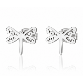 Goodies Label Zilverkleurige Libelle Oorstuds 9 mm | Stainless Steel