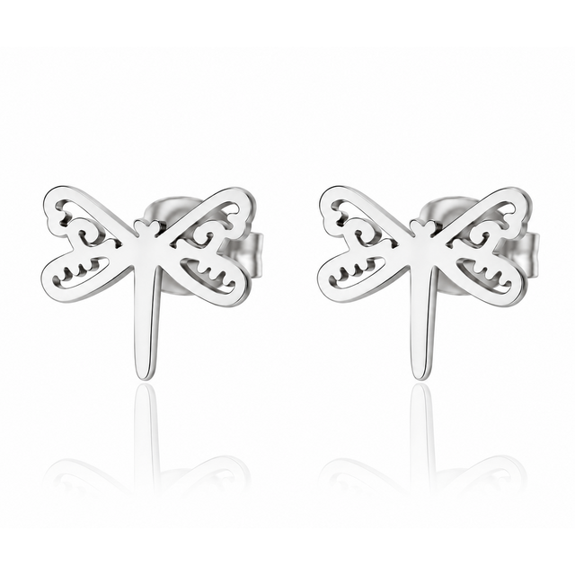 Goodies Label Zilverkleurige Libelle Oorstuds 9 mm | Stainless Steel
