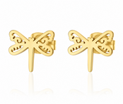 Goodies Label Goudkleurige Libelle Oorstuds 9 mm | Stainless Steel