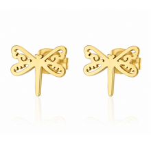 Goodies Label Goudkleurige Libelle Oorstuds 9 mm | Stainless Steel