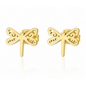 Goodies Label Goudkleurige Libelle Oorstuds 9 mm | Stainless Steel