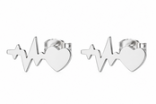 Goodies Label Zilverkleurige Heartbeat Oorstuds 10 mm | Stainless Steel