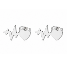 Goodies Label Zilverkleurige Heartbeat Oorstuds 10 mm | Stainless Steel
