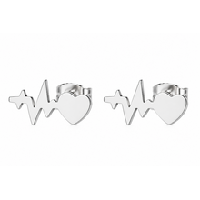 Goodies Label Zilverkleurige Heartbeat Oorstuds 10 mm | Stainless Steel