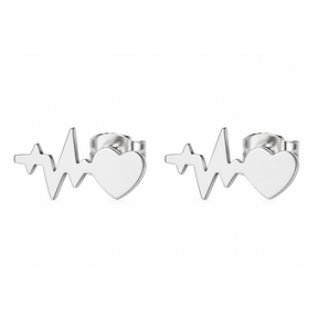 Goodies Label Zilverkleurige Heartbeat Oorstuds 10 mm | Stainless Steel