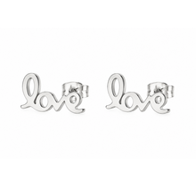 Goodies Label Zilverkleurige LOVE Oorstuds 12 mm | Stainless Steel
