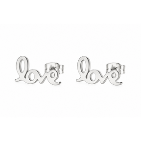 Goodies Label Zilverkleurige LOVE Oorstuds 12 mm | Stainless Steel