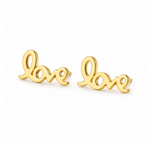 Goodies Label Goudkleurige LOVE Oorstuds 12 mm | Stainless Steel