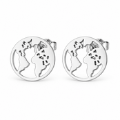 Goodies Label Zilverkleurige Wereldbol Oorstuds 13 mm | Stainless Steel