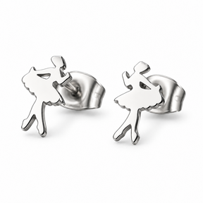 Goodies Label Zilverkleurige Ballerina Oorstuds 7 mm | Stainless Steel