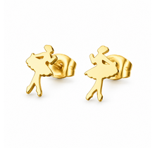 Goodies Label Goudkleurige Ballerina Oorstuds 7 mm | Stainless Steel