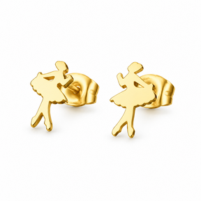 Goodies Label Goudkleurige Ballerina Oorstuds 7 mm | Stainless Steel