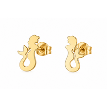 Goodies Label Goudkleurige Zeemeermin Oorstuds 12 mm | Stainless Steel