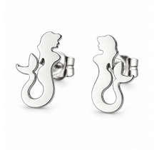 Goodies Label Zilverkleurige Zeemeermin Oorstuds 12 mm | Stainless Steel