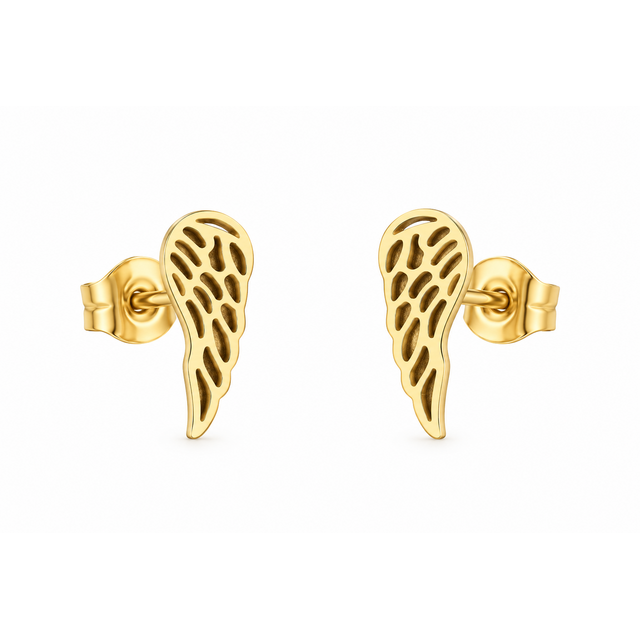 Goodies Label Goudkleurige Angel Wing Oorstuds | Stainless Steel