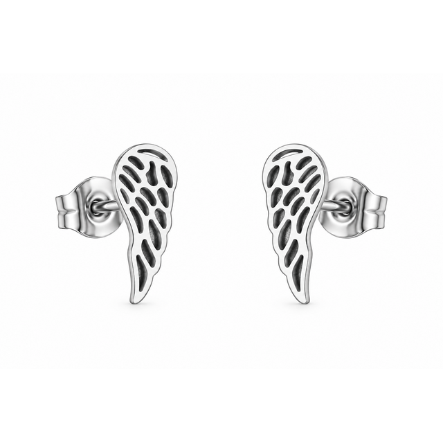 Goodies Label Zilverkleurige Angel Wing Oorstuds | Stainless Steel