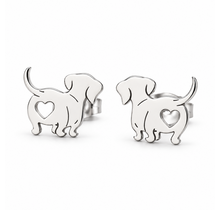 Goodies Label Zilverkleurige Teckel Oorstuds 12 mm | Stainless Steel