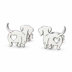 Goodies Label Zilverkleurige Teckel Oorstuds 12 mm | Stainless Steel