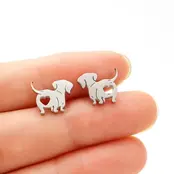 Goodies Label Zilverkleurige Teckel Oorstuds 12 mm | Stainless Steel