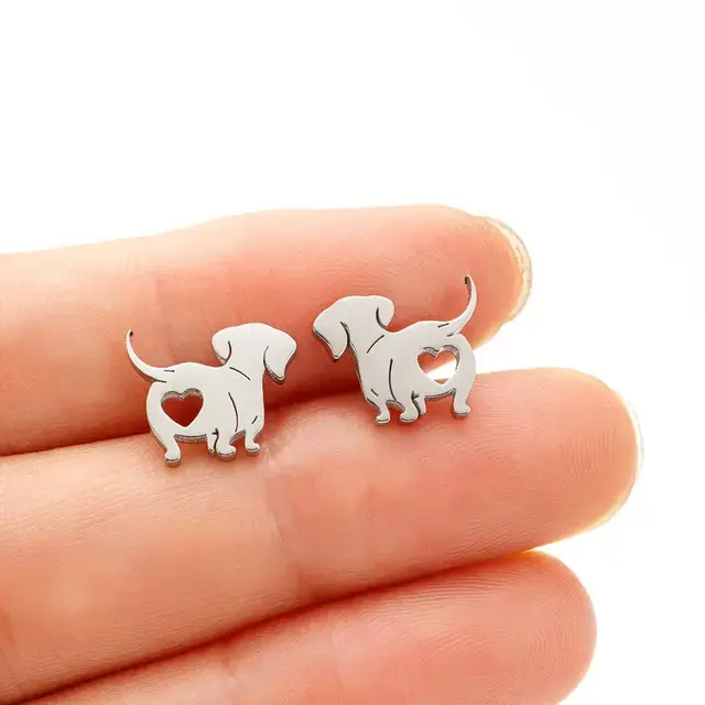 Goodies Label Zilverkleurige Teckel Oorstuds 12 mm | Stainless Steel