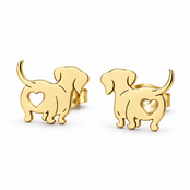 Goodies Label Goudkleurige Teckel Oorstuds 12 mm | Stainless Steel