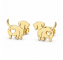 Goodies Label Goudkleurige Teckel Oorstuds 12 mm | Stainless Steel