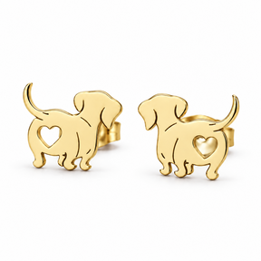 Goodies Label Goudkleurige Teckel Oorstuds 12 mm | Stainless Steel