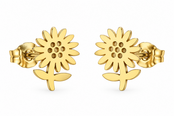 Goodies Label Goudkleurige Zonnebloem Oorstuds 9 mm | Stainless Steel