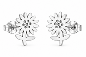 Goodies Label Zilverkleurige Zonnebloem Oorstuds 9 mm | Stainless Steel