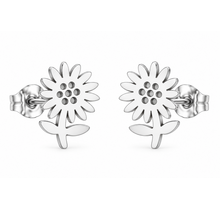 Goodies Label Zilverkleurige Zonnebloem Oorstuds 9 mm | Stainless Steel