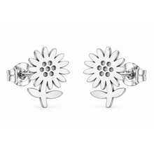 Goodies Label Zilverkleurige Zonnebloem Oorstuds 9 mm | Stainless Steel