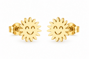 Goodies Label Goudkleurige Smiley Sun Studs 10 mm | Stainless Steel