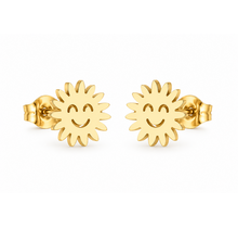 Goodies Label Goudkleurige Smiley Sun Studs 10 mm | Stainless Steel