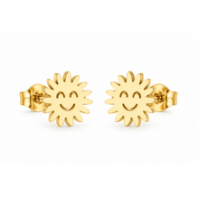 Goodies Label Goudkleurige Smiley Sun Studs 10 mm | Stainless Steel